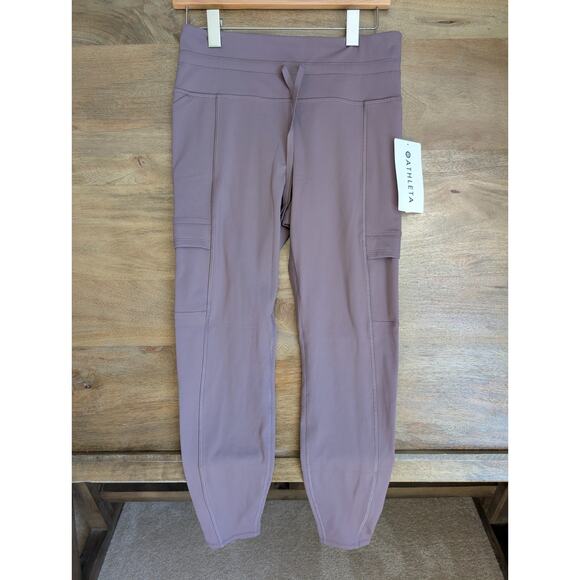 Athleta Rainier Cargo Tight Leggings Womens M Purple High Waisted Drawstring NWT - Picture 1 of 5